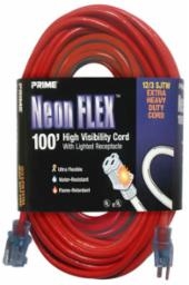 Prime Wire Neon Red 12/3X100' Extension Cord