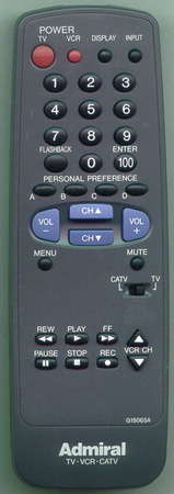 ADMIRAL RRMCG1506CESA G1506SA Genuine  OEM original Remote
