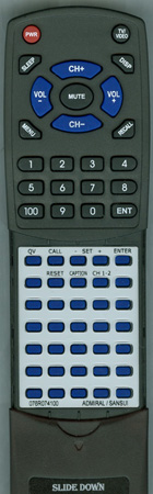 ADMIRAL 076R074100 replacement Redi Remote
