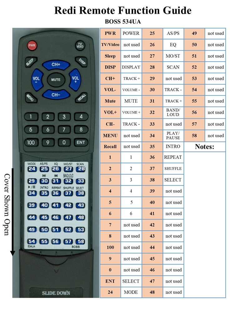 BOSS 534UA replacement Redi Remote