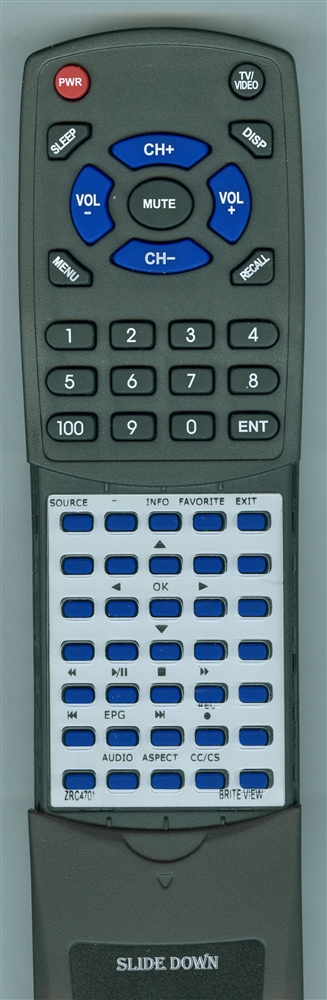 BRITE VIEW ZRC-4701 replacement Redi Remote
