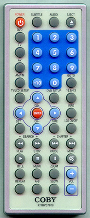 COBY KTFDVD7070 KTFDVD7070 Genuine  OEM original Remote