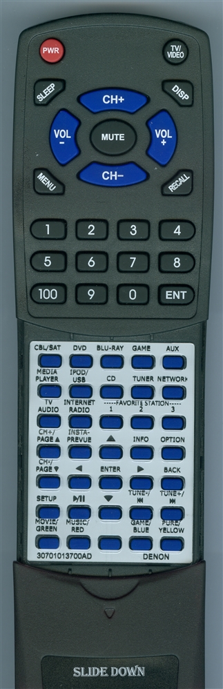 DENON 30701013700AD RC-1184 replacement Redi Remote
