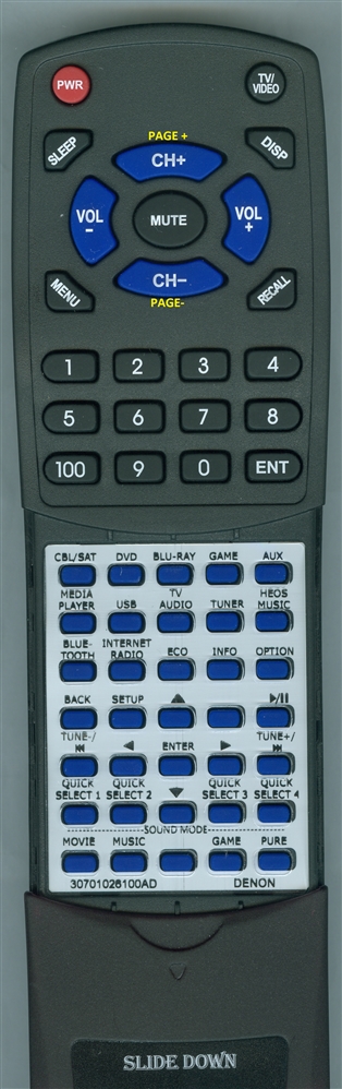 DENON 30701026100AD RC-1227 replacement Redi Remote