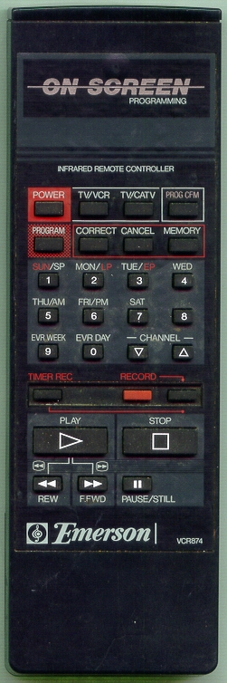 EMERSON 076200J001 VCR874 Refurbished Genuine OEM Original Remote