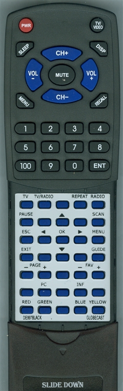 GLOBECAST DE997-BLACK replacement  Redi Remote