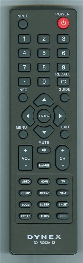 INSIGNIA 098GRABDUNEDYJ DX-RC02A-12 Refurbished Original Remote