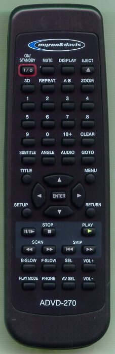 MYRON & DAVIS ART270 BLACK ADVD-270 Genuine OEM original Remote
