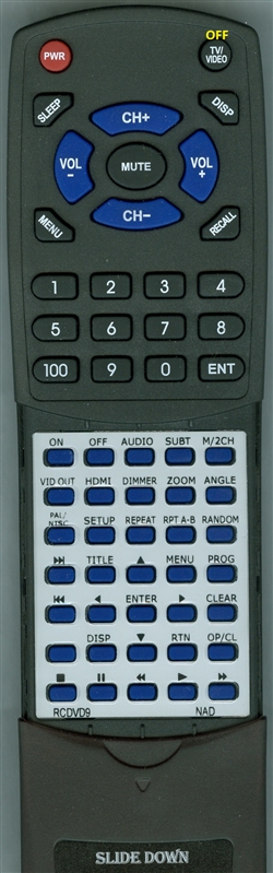 NAD RC-DVD9 DVD9 INSERT replacement Redi Remote