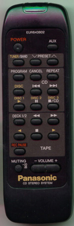 PANASONIC EUR643802 EUR643802 Genuine  OEM original Remote