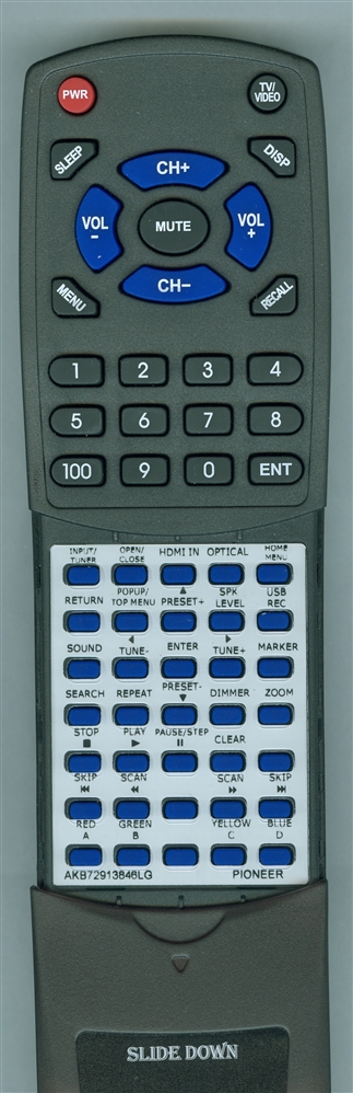 PIONEER AKB72913846-LG AXD7626 replacement Redi Remote