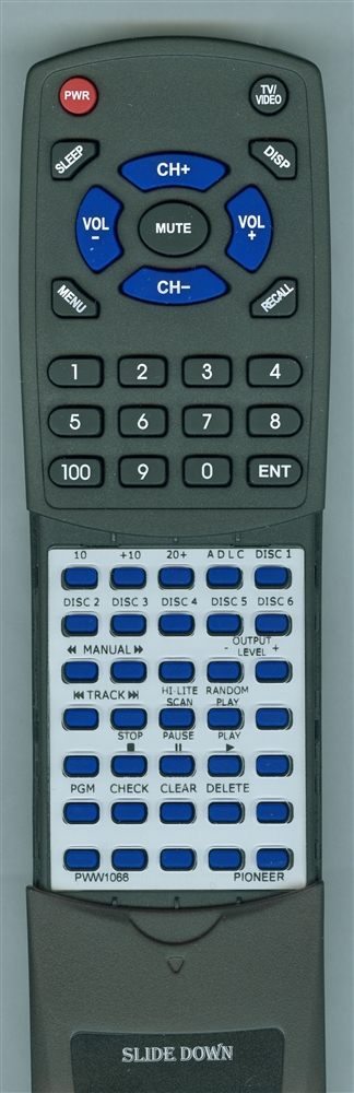 PIONEER PWW1066 CU-PD052 replacement Redi Remote