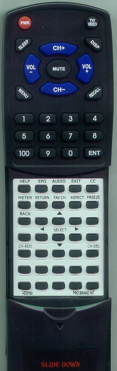 PRO BRAND INTL HD3150 DIGITAL STREAM replacement Redi Remote