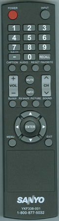 SANYO 8TV398GRABD2 YK338-001 Genuine OEM original Remote