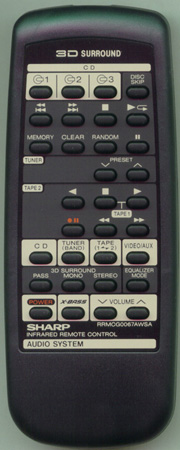 SHARP RRMCG0067AWSA RRMCG0067AWSA Genuine OEM original Remote