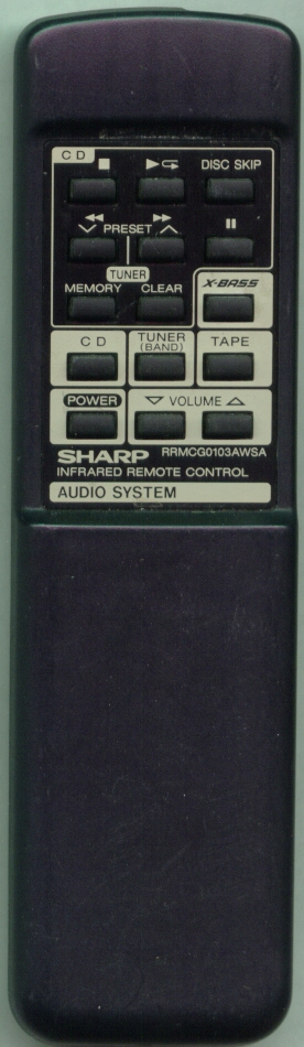 SHARP RRMCG0103AWSA RRMCG0103AWSA Refurbished Genuine OEM Remote