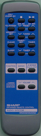 SHARP RRMCG0106AWSA RRMCG0106AWSA Genuine OEM original Remote