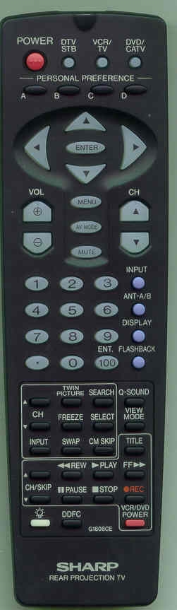 SHARP RRMCG1608CESA G1608CE Refurbished Genuine OEM Original Remote