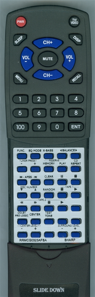 SHARP RRMCG0323AFSA RRMCG0323AFSA replacement Redi Remote