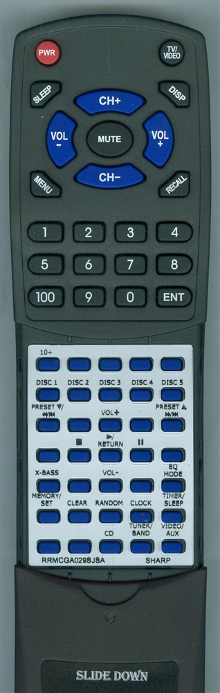 SHARP RRMCGA029SJSA replacement Redi Remote