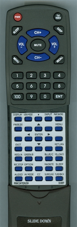 SHARP RRMCGA762WJSA GA762WJSA replacement Redi Remote