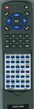 SHARP RRMCGB005WJSA GB005WJSA replacement Redi Remote