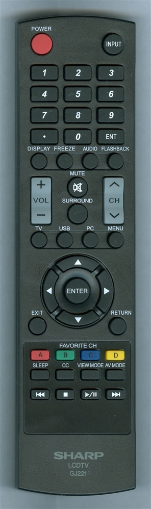 SHARP 9JY600153G00886 GJ221 Refurbished Genuine OEM Original Remote