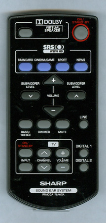 SHARP RRMCGA178AWSA Genuine OEM original Remote