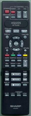 SHARP RRMCGA629WJPA GA629PA Genuine OEM original Remote