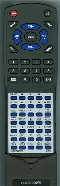 SHARP 9JY600154000579G 600154000579G replacement Redi Remote