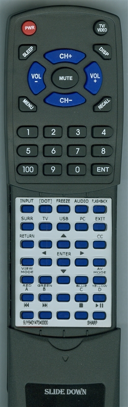 SHARP 9JY600153G00886 GJ221 replacement Redi Remote