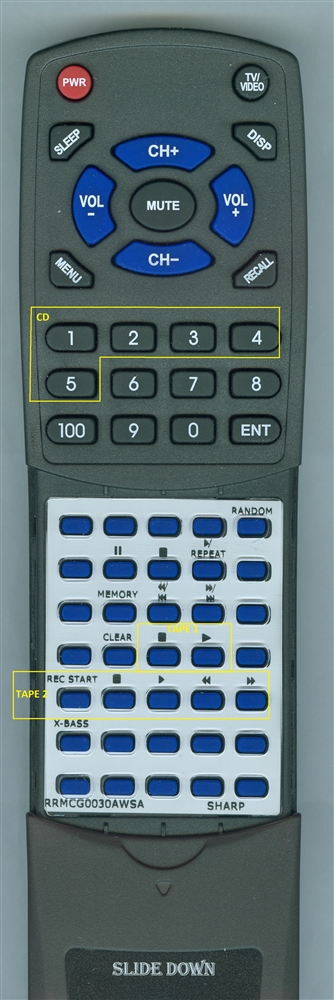 SHARP RRMCG0030AWSA replacement Redi Remote