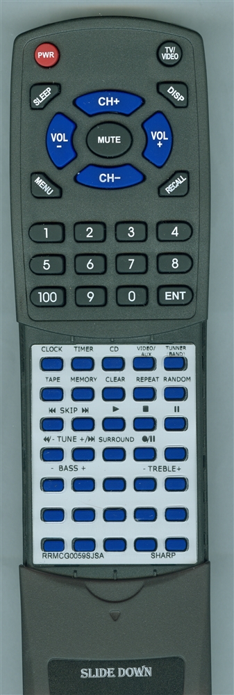 SHARP RRMCG0059SJSA replacement Redi Remote