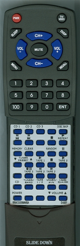 SHARP RRMCG0099AWSA replacement Redi Remote