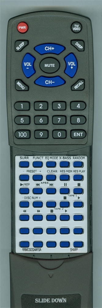 SHARP RRMCG0324AFSA replacement Redi Remote