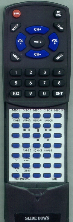 SHARP RRMCG0391AWSA replacement Redi Remote