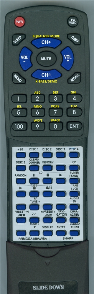 SHARP RRMCGA159AWSA replacement Redi Remote