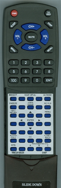 SHARP RRMCGA169WJSA GA169WJSA replacement Redi Remote