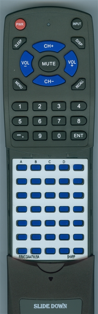 SHARP RRMCGA447WJSA GA447SA replacement Redi Remote