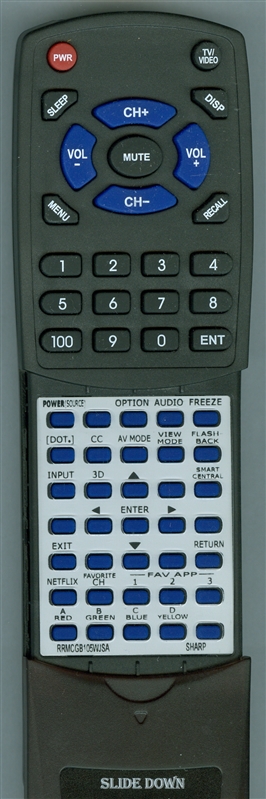 SHARP RRMCGB105WJSA GB105WJSA replacement Redi Remote