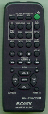 SONY 1-477-800-11 RMSX100W Genuine  OEM original Remote