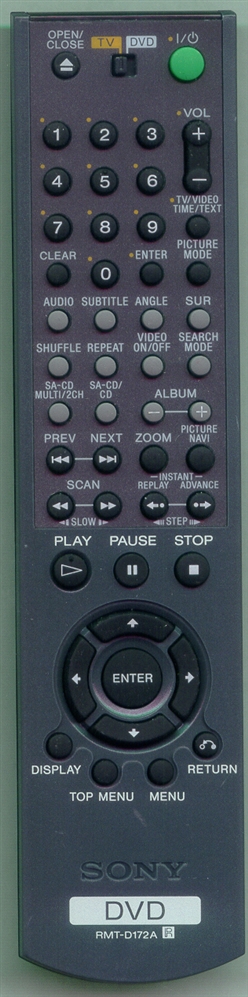 SONY 1-478-843-31 RMTD172A Refurbished Genuine OEM Original Remote
