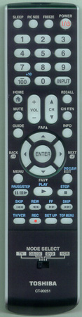 TOSHIBA 75002040 CT90251 Genuine  OEM original Remote