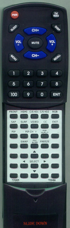 TOSHIBA 72782625 CT899 replacement Redi Remote