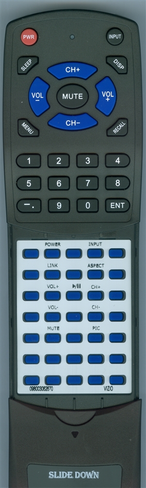 VIZIO 0980-0306-2670 XRT132 replacement Redi Remote