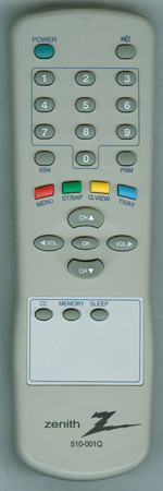 ZENITH 510-001Q Genuine  OEM original Remote