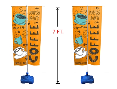 7' Double-Sided Outdoor Vertical Advertising Flag Stand