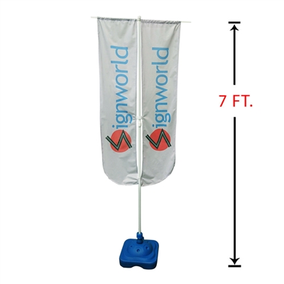 7' Outdoor Vertical Round Advertising Flag Stand with Water Base