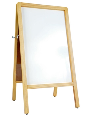 A-Frame Wooden Sidewalk White Marker Board Easel