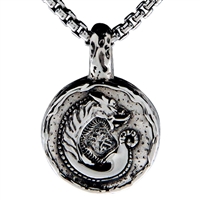 Keith Jack Jewelry Petrichor Lg. Dragon Coin Pendant S/sil B-PS3504-L